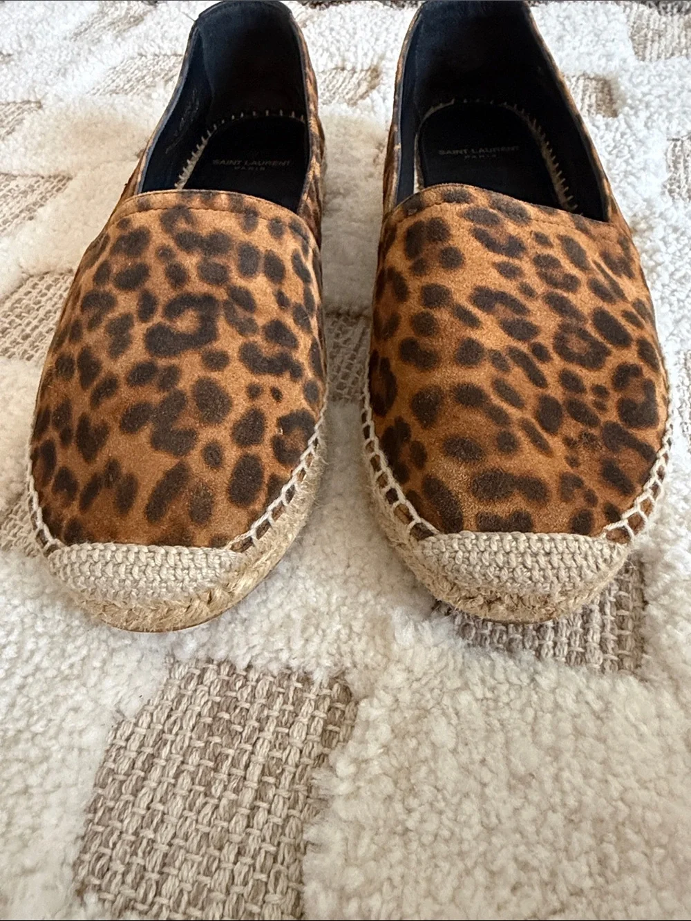 Saint Laurent Leopard Espadrilles in Brown and Black